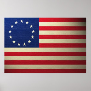 Póster Bandera de Betsy Ross cubierta anticuada