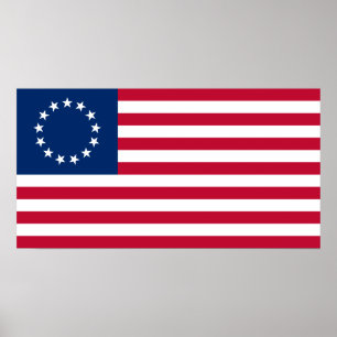 Póster Bandera de Betsy Ross, el diseño estadounidense má