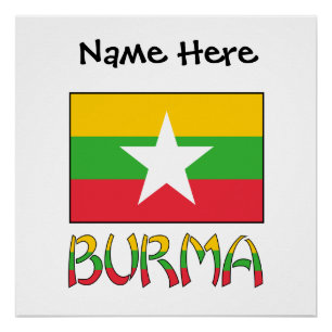 Póster Bandera de Birmania Myanmar Personalizada