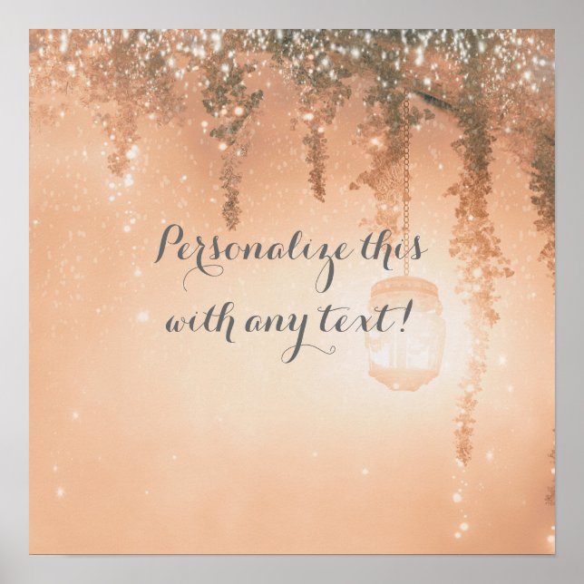 Póster Bandera de boda rústica soñadora rosa en el bosque (Frente)