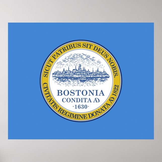 Póster Bandera de Boston (Massachusetts) (Frente)