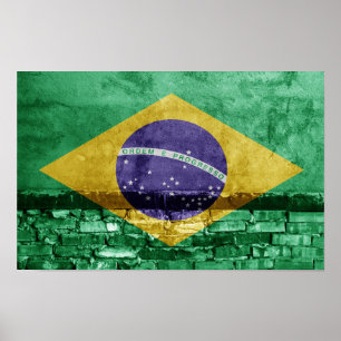 Póster Bandera de Brasil en la pared