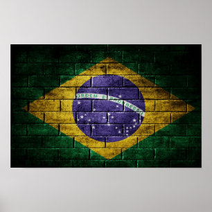 Póster Bandera de Brasil en la pared