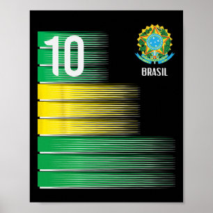 Póster Bandera de Brasil Número 10 Brasil Fútbol Hombres