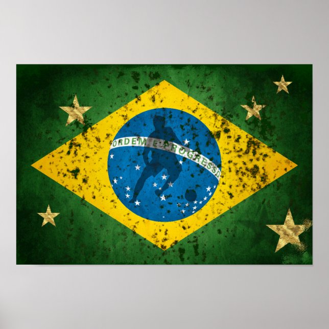Póster Bandera de Brasil para deportes de fútbol brasileñ (Frente)