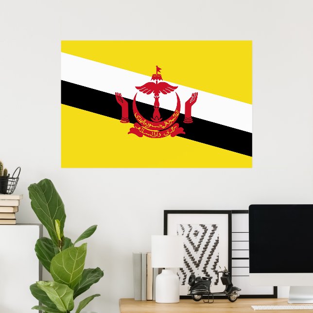 Póster Bandera de Brunei (Oficina en casa)