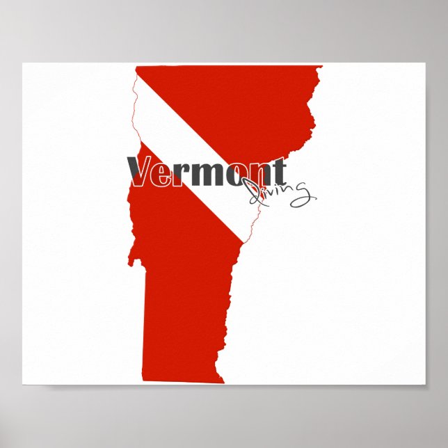 Póster Bandera de buceo del estado de Vermont (Frente)