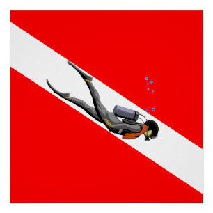 Póster Bandera De Buceo Y Buceo