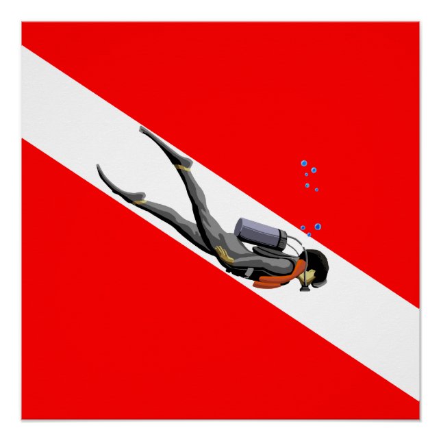 Póster Bandera De Buceo Y Buceo (Anverso)