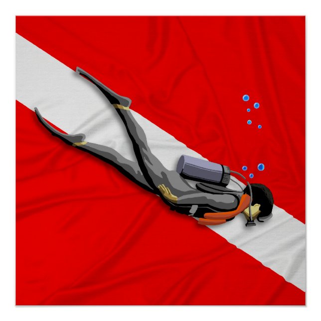 Póster Bandera De Buceo Y Buceo (Anverso)