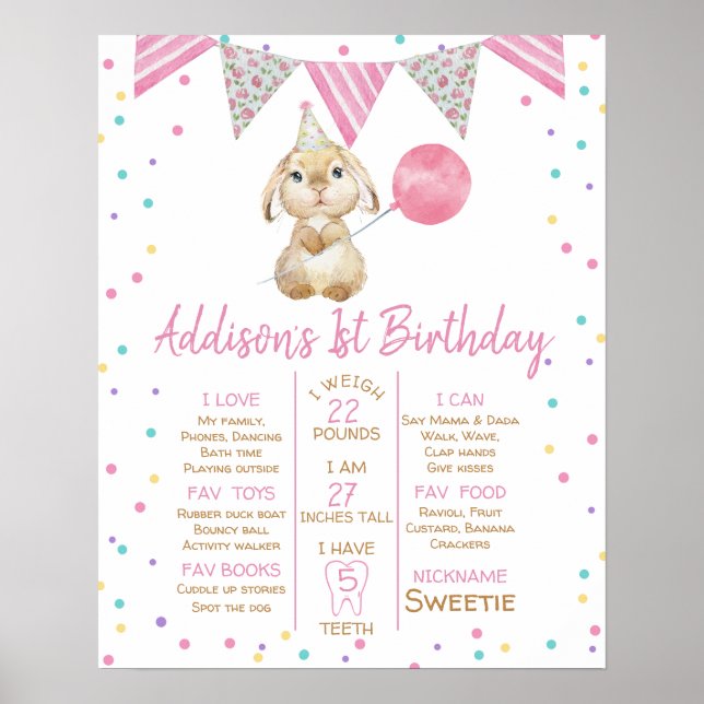 Póster Bandera de Bunting Fluffy Bunny Primer hito de cum (Frente)