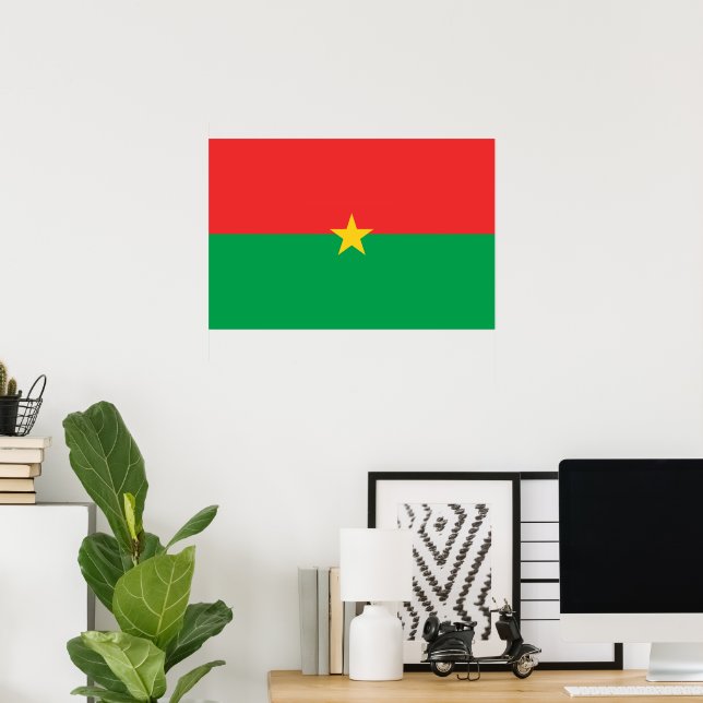 Póster Bandera de Burkina Faso (Oficina en casa)