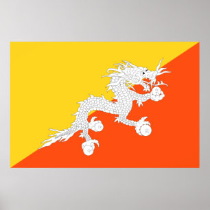 Póster Bandera de Bután (Bután) (dragón trueno)