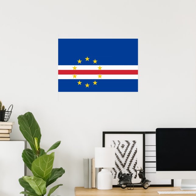 Póster Bandera de Cabo Verde (Oficina en casa)