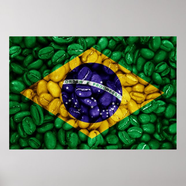 Póster Bandera de café de Brasil (Frente)