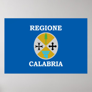 Póster Bandera de Calabria, Italia