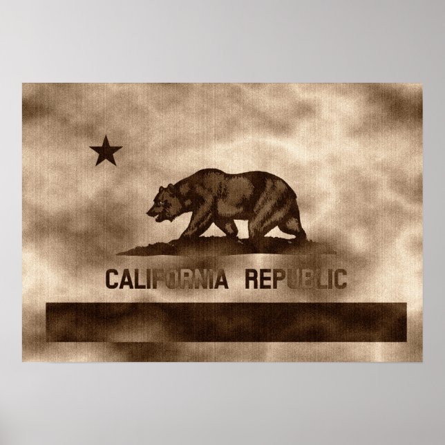 Póster Bandera de California antigua (Frente)