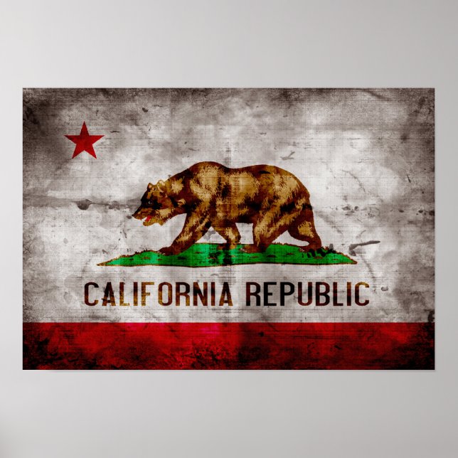 Póster Bandera de California de Weathered (Frente)