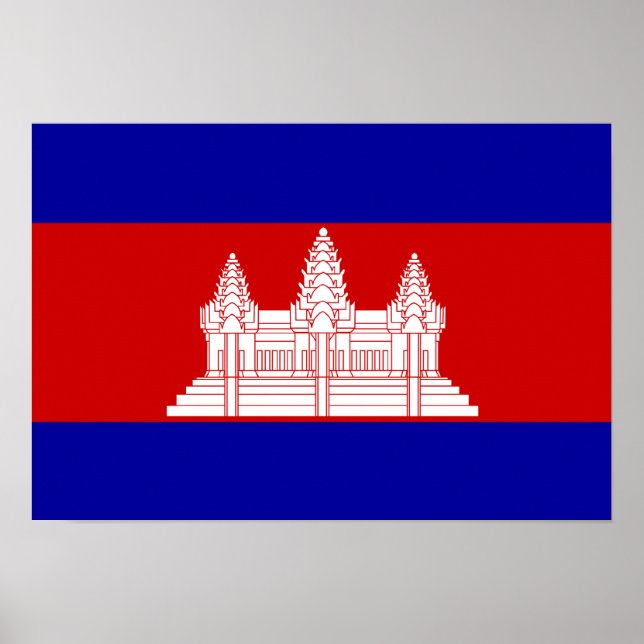 Póster Bandera de Camboya; camboyana (Frente)