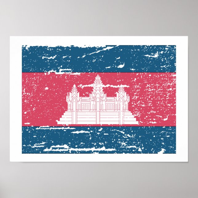 Póster Bandera de Camboya de época (Frente)