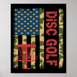 Póster Bandera de camuflaje de Disc Golf Usa - Jugador pa