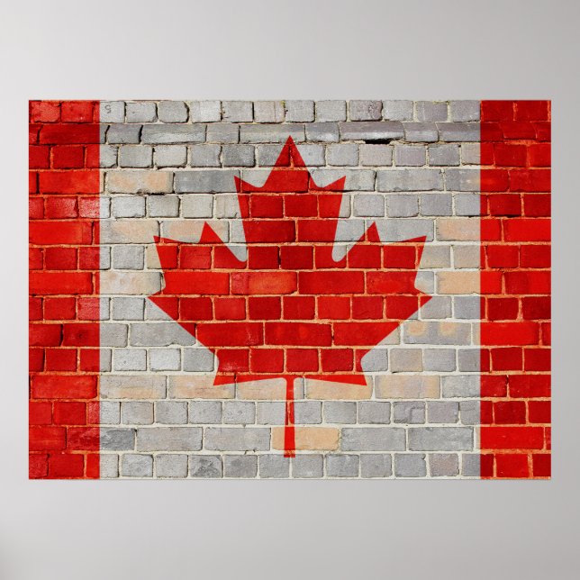 Póster Bandera de Canadá en una pared de ladrillo (Frente)