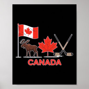 Póster Bandera de Canadá Hoja de Arce Canadiense Ciervo H
