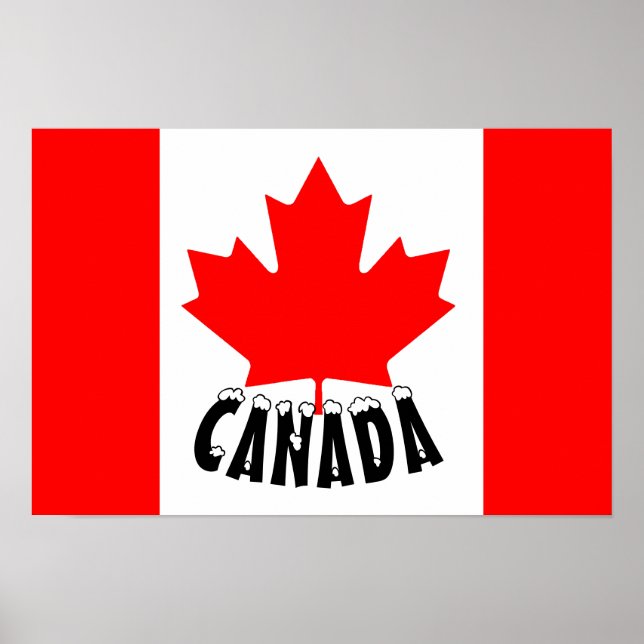 Póster Bandera de Canadá Leaf de arce blanco rojo canadie (Frente)
