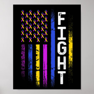 Póster Bandera de cáncer de vejiga Cinta azul morada amar