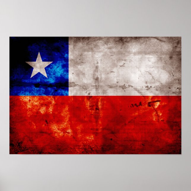 Póster Bandera de Chile, con el tiempo (Frente)