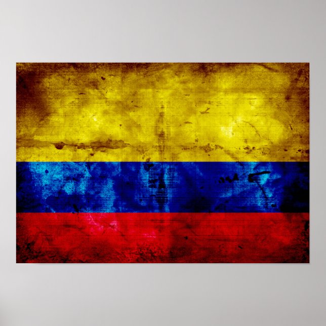 Póster Bandera de Colombia del Weathered (Frente)
