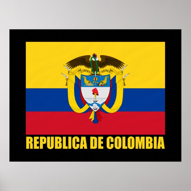 Póster Bandera de Colombia y COA (Frente)