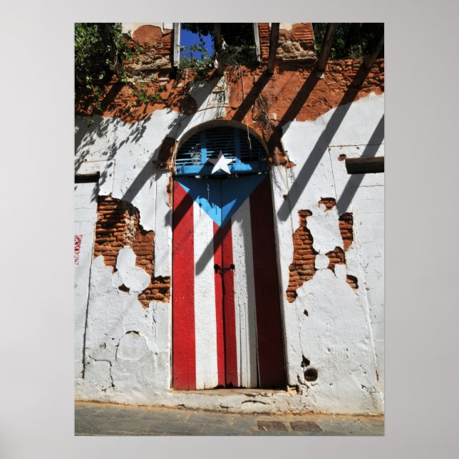 Póster Bandera de color de Puerto Rico (Frente)