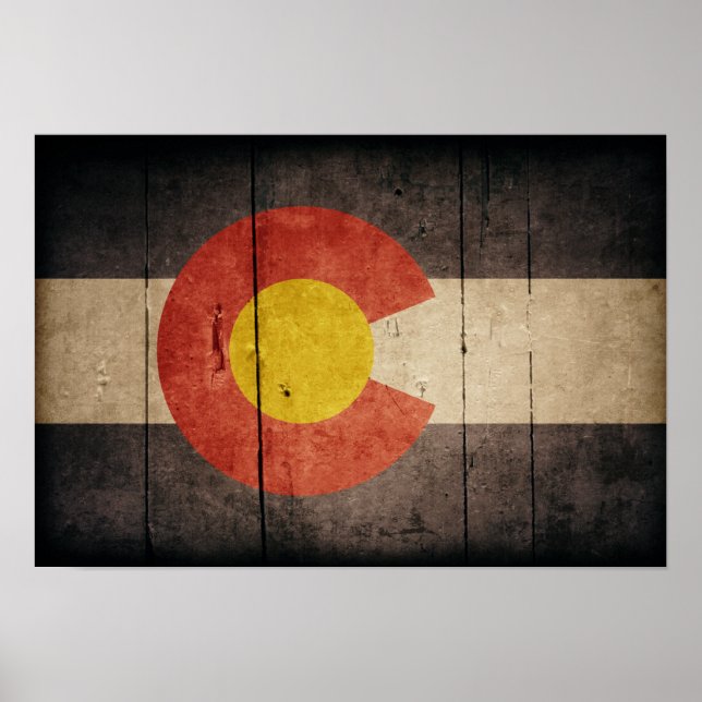 Póster Bandera de Colorado de madera reforzada (Frente)
