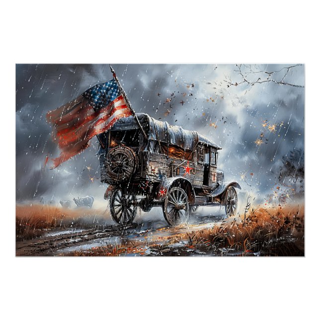 Póster Bandera de combate estadounidense (Anverso)