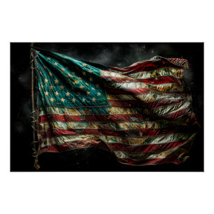 Póster Bandera de combate estadounidense