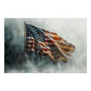 Póster Bandera de combate estadounidense