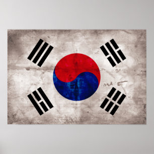 Póster Bandera de Corea del Sur, acariciada