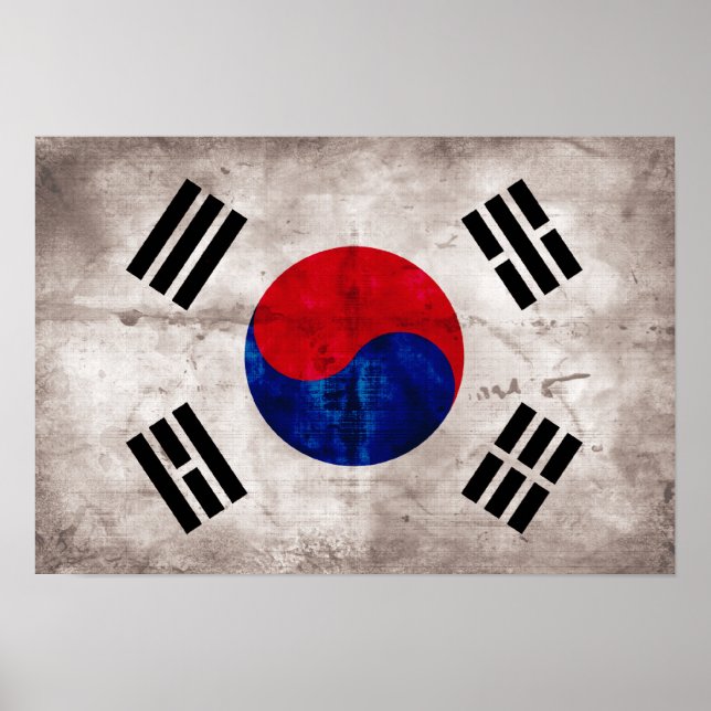 Póster Bandera de Corea del Sur, acariciada (Frente)