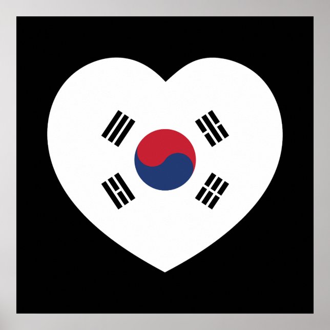 Póster Bandera de Corea del Sur Corazón (Frente)