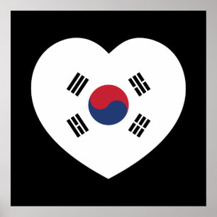 Póster Bandera de Corea del Sur Corazón