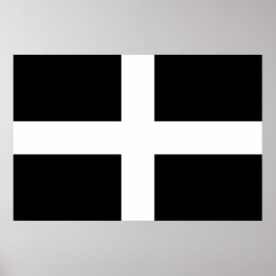 Póster Bandera de Cornualles (Cornwall) (condado de Ingla