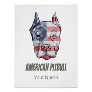 Póster Bandera de cosecha estadounidense Pitbull Terrier 