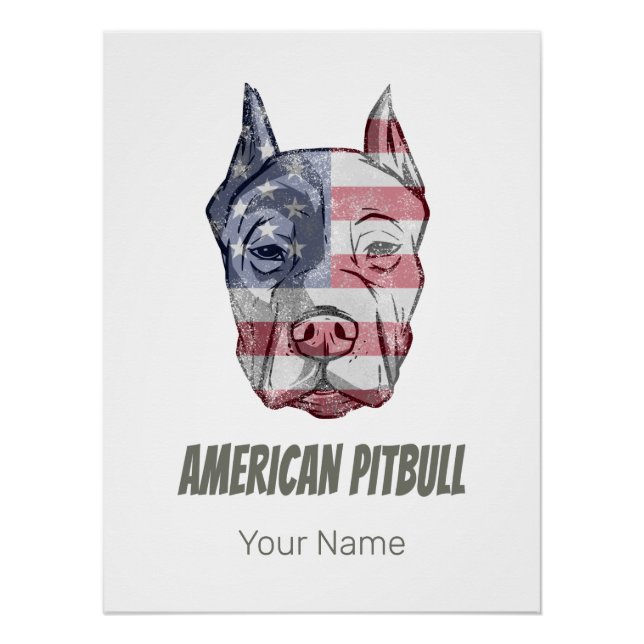 Póster Bandera de cosecha estadounidense Pitbull Terrier  (Anverso)