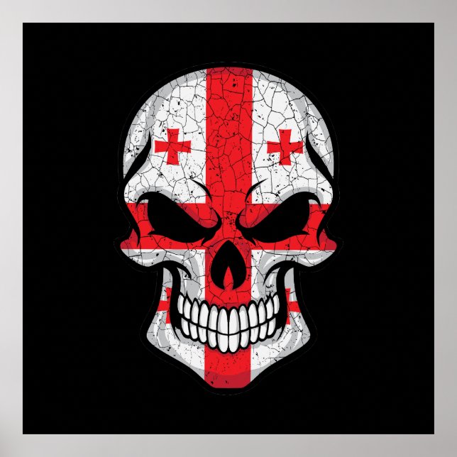 Póster Bandera de cráneo sonriente de Georgia (Frente)