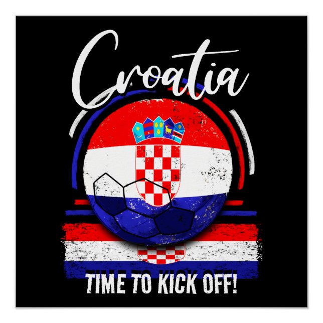 Póster Bandera de Croacia en el fútbol, selección naciona (Anverso)