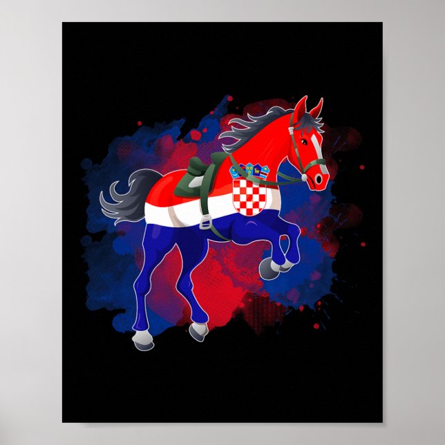 Póster Bandera de Croacia en equitación (Frente)