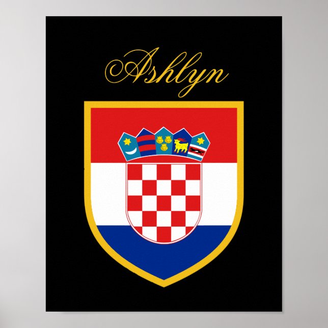 Póster Bandera de Croacia personalizada (Frente)
