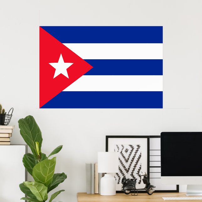 Póster Bandera de Cuba (Oficina en casa)