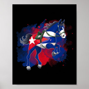 Póster Bandera de Cuba en equitación